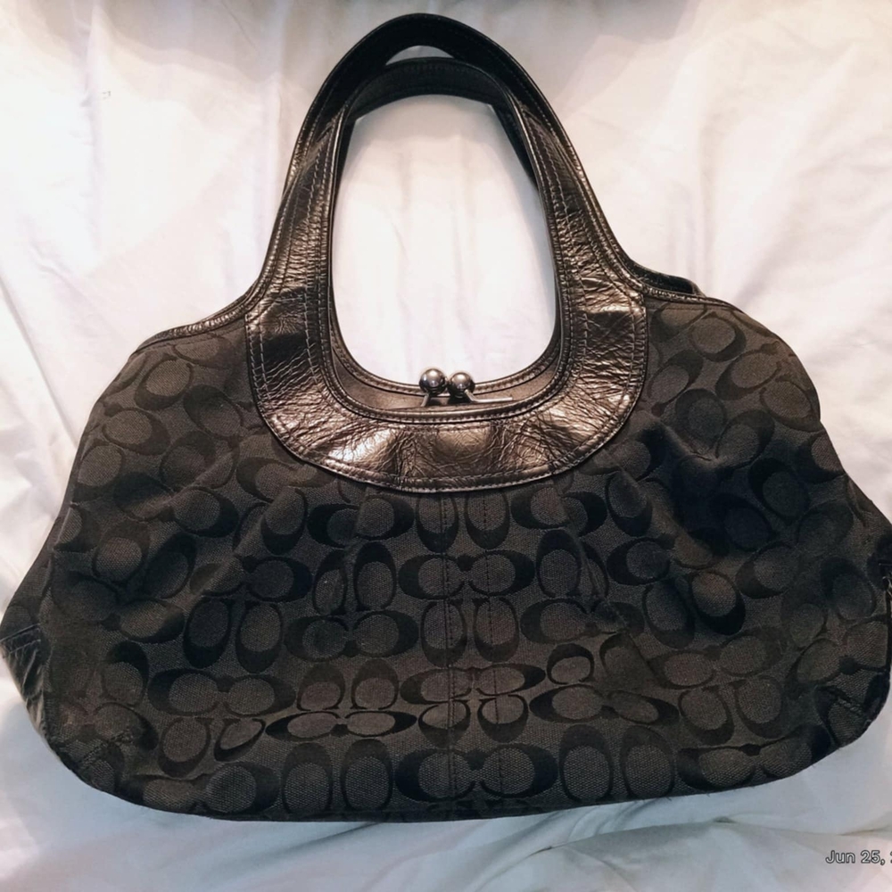 Coach Dark Brown Signature Shoulder Bag